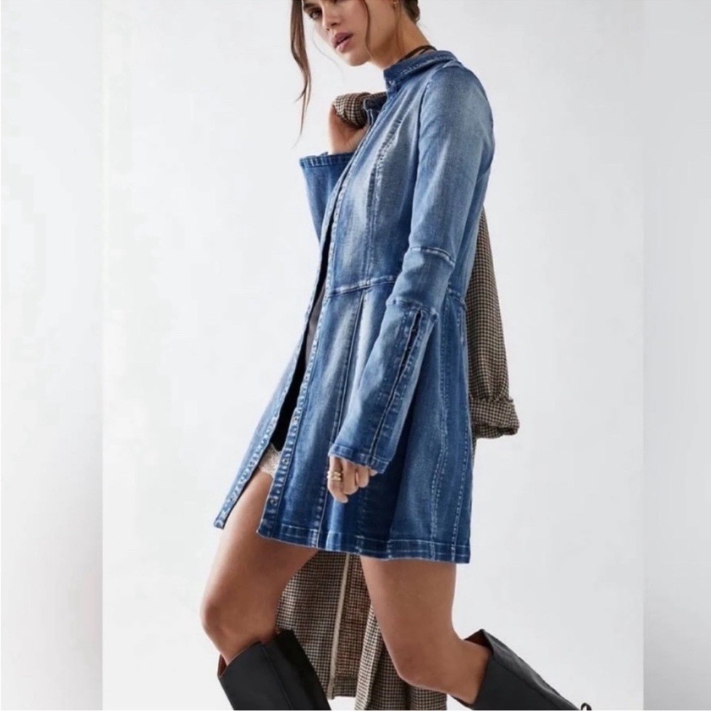 Free People Blue Long Sleeve Denim Dress